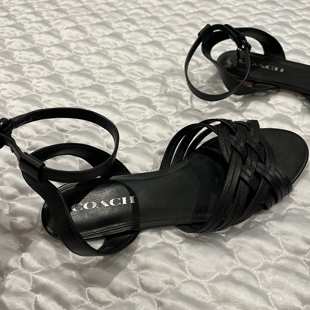 Coach braided leather sandals with ankle strap